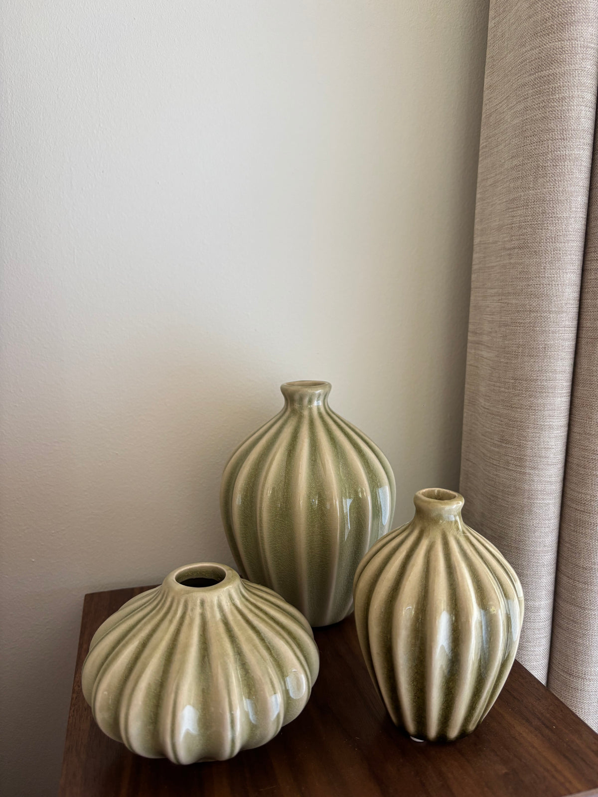 Set Belle: drie kleine vaasjes in groen - Bellore