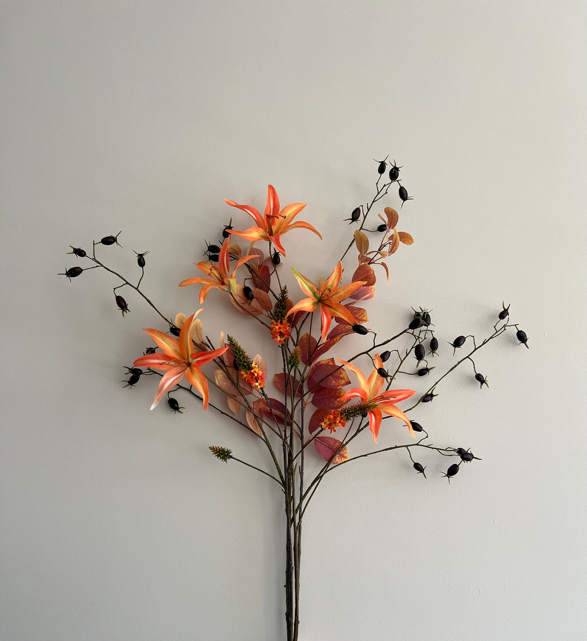 Boeket Noemi — zijden boeket oranje/rood