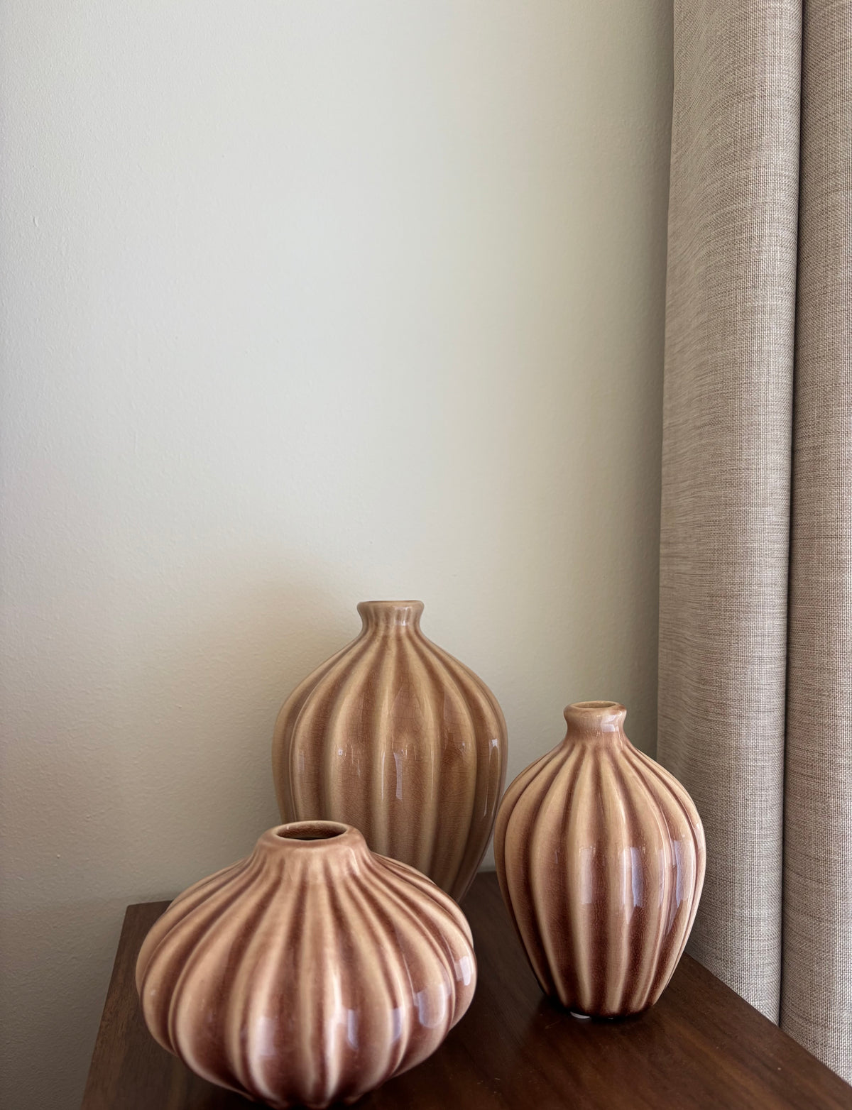 Set Belle: drie kleine vaasjes in oud roze - Bellore