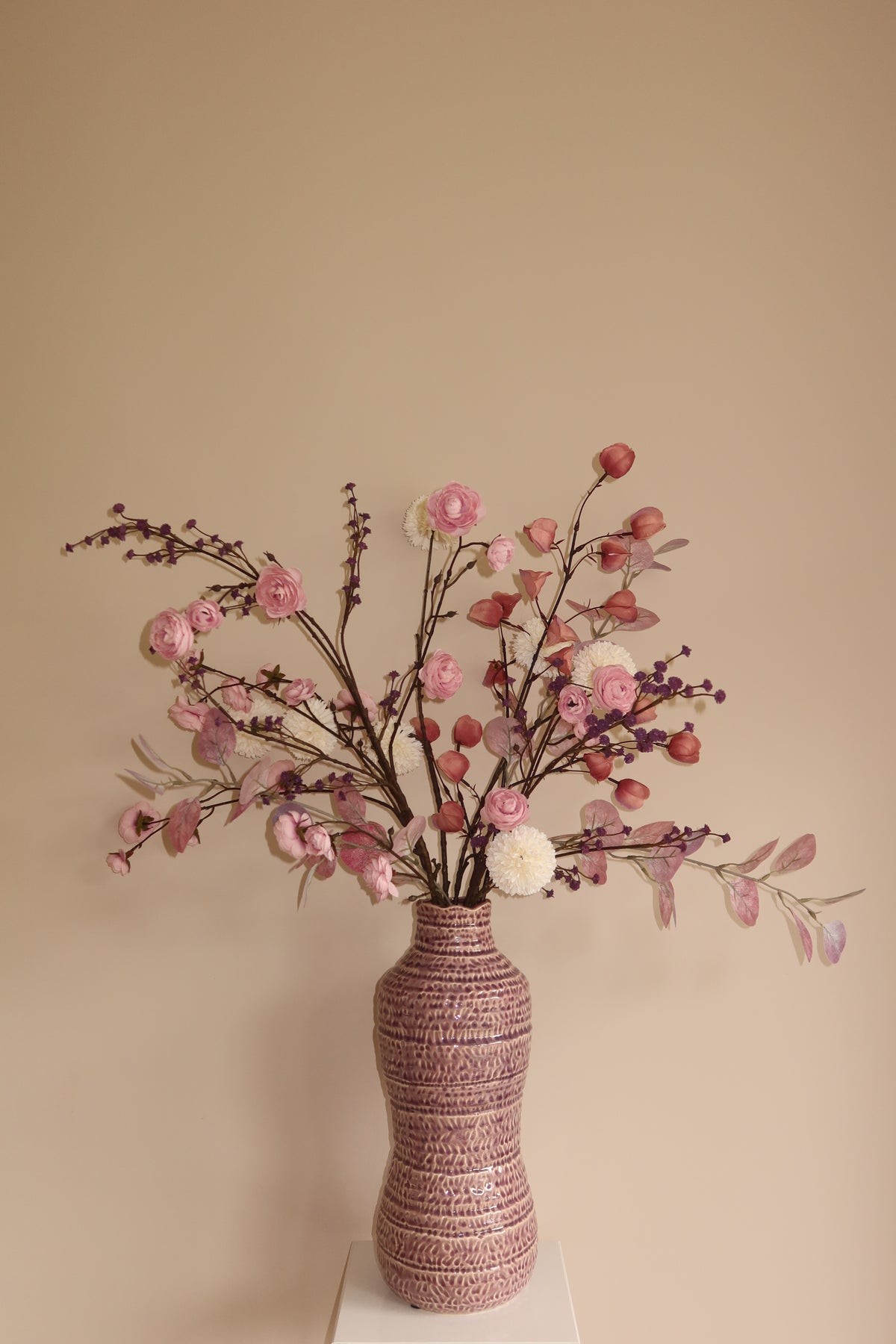 Zijden kunstbloem Florenza in roze, detailfoto - Bellore