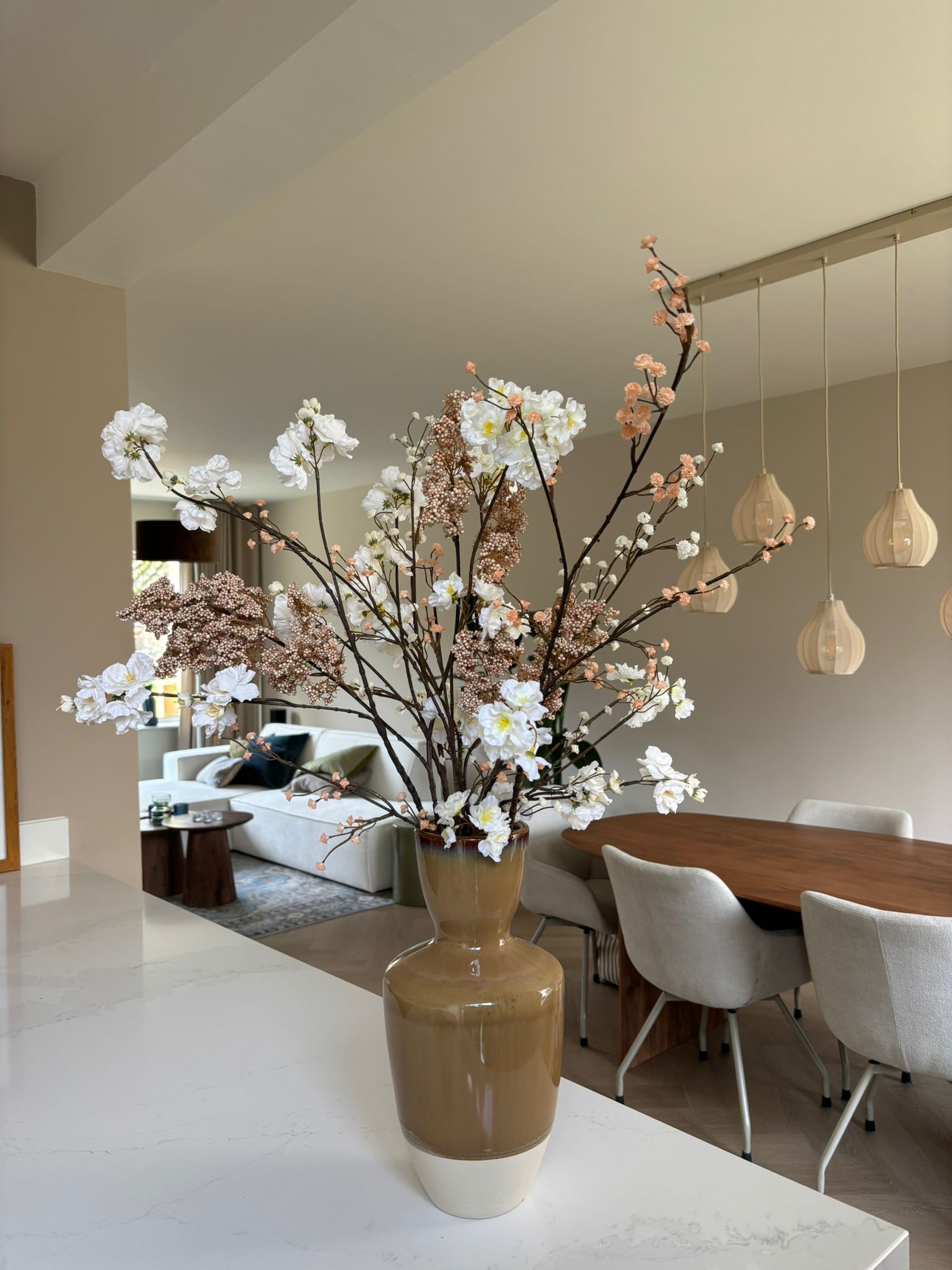 Kunstbloem Eveliene - Champagne